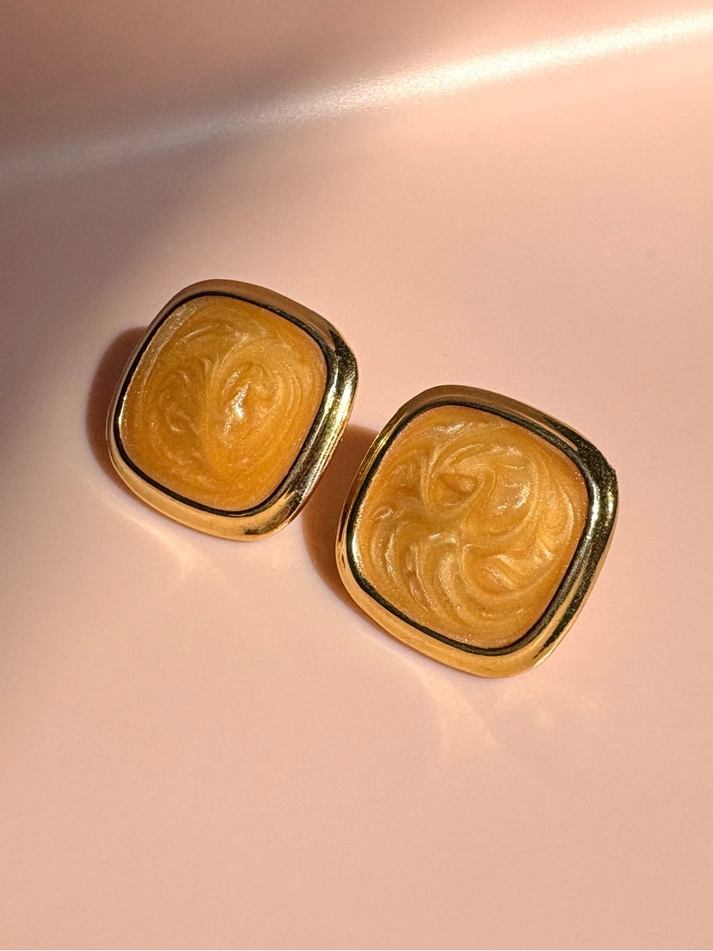 Sarah Coventry Gold-Tone Earrings with Yellow Swirl Centers